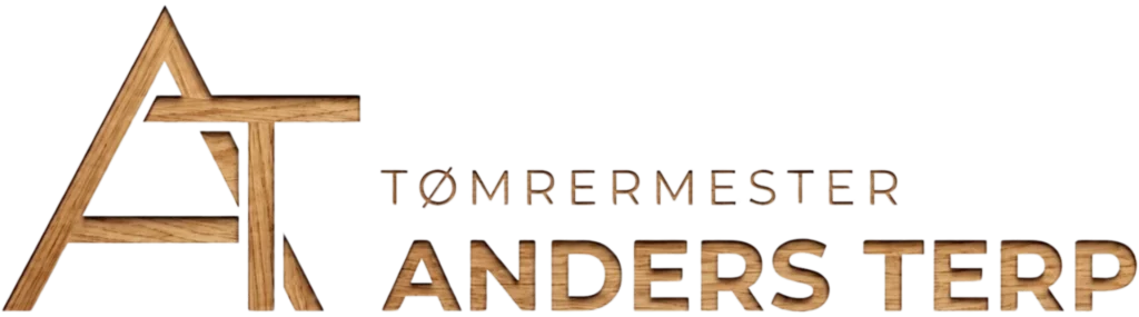 Tømrermester Anders Terp ApS logo med trædetaljer og navn.