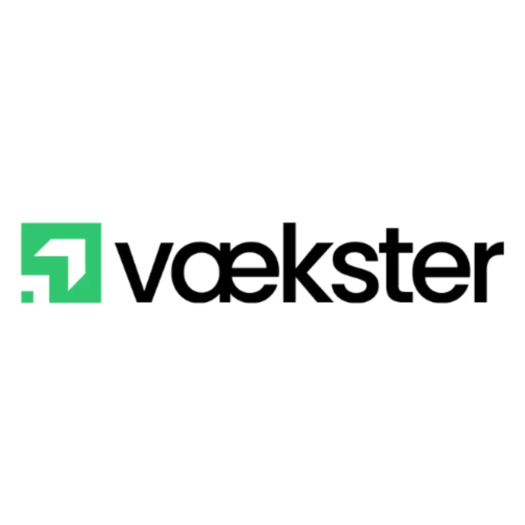 Vækster logo med grøn grafisk element og sort tekst.