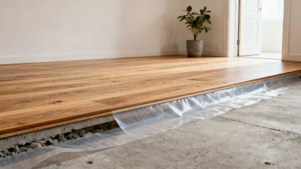 Dampspærre under gulv i et nybyggeri eller renovering.